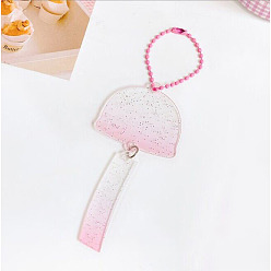 Rose Nacré Ébauches de porte-clés en acrylique transparent dégradé de couleur, avec des chaînes à boules et de la poudre scintillante, carillon éolien, perle rose, 14.5 cm