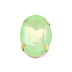 Peridoto Aurora (jm) coser en diamantes de imitación, diamantes de imitación de cristal facetado, Enlaces multifilares, con monturas de latón dorado, oval, peridoto, 18x13x8.5 mm, agujero: 1 mm