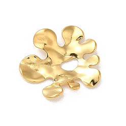 Real 18K Gold Plated Manual Polishing 304 Stainless Steel Beads, Flower, Real 18K Gold Plated, 16x14x1.5mm, Hole: 4mm