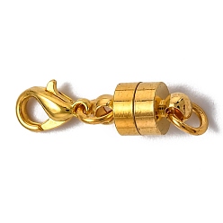 Golden Brass Magnetic Clasps Converter, with Lobster Claw Clasps, Column, Golden, 25x6mm