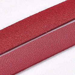 Roja India Cordón de gamuza sintética plana de un solo lado, encaje de imitación de gamuza, piel roja, 10x1.5 mm, aproximadamente 1.09 yardas (1 m) / hebra
