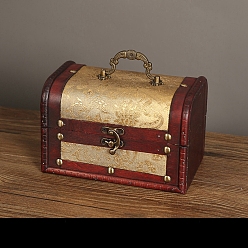Dark Red Wood Jewelry Box, with Front Clasp, for Arts Hobbies and Home Storage, Rectangle, Dark Red, 11.5x18x11.5cm