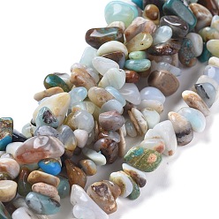 Gemstone Brins de perles d'opale bleu naturel, puces, 7~15x4~9x3~7mm, Trou: 0.9mm, 15.75 pouce (40 cm)
