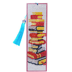 Book DIY Diamond Painting Kits For Bookmark Making, including Bookmark, Tassel, Resin Rhinestones, Diamond Sticky Pen, Tray Plate and Glue Clay, Rectangle, Book Pattern, 210x60mm