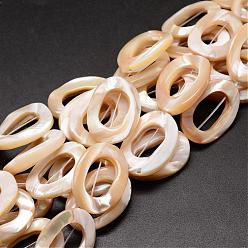 PeachPuff Natural Trochid Shell/Trochus Shell Beads Strands, Oval, PeachPuff, 25x18x3~4mm, Hole: 1mm, about 16pcs/strand, 15.75 inch
