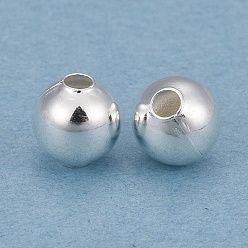 Посеребрённый Spacer бисер латунные, долговечный, круглые, 925 серебро покрытием, 5 мм, отверстие : 1.4 мм
