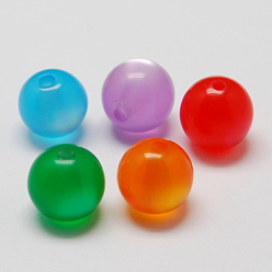 Couleur Mélangete Imitation perles rondes de résine des yeux de chat, couleur mixte, 6x5mm, Trou: 1.8~2mm