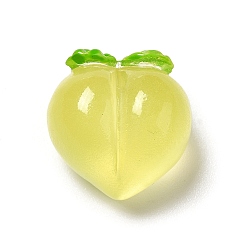 Желто-Зеленый Светящиеся полупрозрачные кабошоны из смолы, персик, желто-зеленый, 17.5x16x12.5 мм