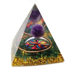 Red Resin Orgonite Pyramids with Ball, Resin Craft Healing Pyramids, for Spirits Lift Stress Relief, Red, 60x60x60mm
