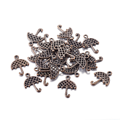 Red Copper Tibetan Style Alloy Umbrella Pendants, Lead Free and Cadmium Free, Red Copper, 21.5x16x2mm, Hole: 2mm