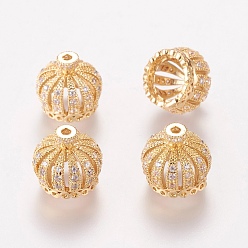 Oro Latón perlas de circonio cúbico, corona, dorado, 13x14 mm, agujero: 1.5 mm, 9 mm de diámetro interior