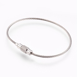 Stainless Steel Color 304 Stainless Steel Wrap Bracelets Making, Two Loops, with Clasps, Stainless Steel Color, 6-1/8 inch(15.5cm), 1.5mm
