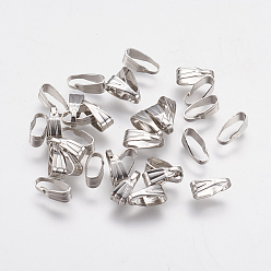 Real Platinum Plated Brass Snap on Bails, Long-Lasting Plated, Real Platinum Plated, 7x3x3mm, Hole: 2.5x7mm