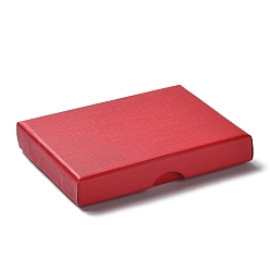 Roja Cajas de sistema de la joyería de cartón, con la esponja en el interior, Rectángulo, rojo, 9.05x7.1x1.55~1.65 cm