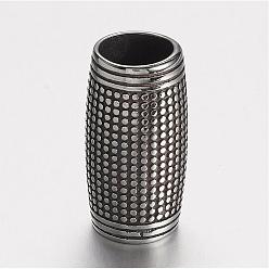 Antique Silver 304 Stainless Steel Beads, Column, Antique Silver, 24x12mm, Hole: 9mm