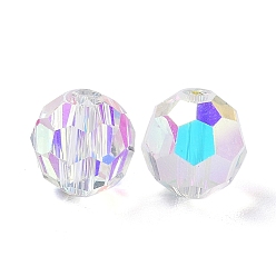 Прозрачный АВ Имитация Австрийские кристаллические шарики, класс AAA, граненый (32 граней), круглые, ясно AB, 8 мм, отверстие : 0.9~1.4 мм