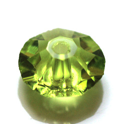 Vert Jaune Imitations de perles de cristal autrichien, grade de aaa, facette, plat rond, vert jaune, 6x3.5mm, Trou: 0.7~0.9mm