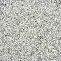 (RR1) Cristal Doublé d'Argent Perles rocailles miyuki rondes, perles de rocaille japonais, 8/0, (rr 1) cristal argenté, 8/0, 3mm, Trou: 1mm, environ2111~2277 pcs / 50 g