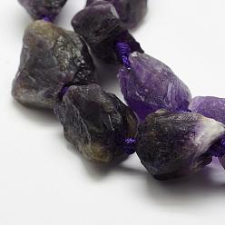 Amethyst Natural Amethyst Beads Strands, Nuggets, 17~30x15~25x11~20mm, Hole: 3mm, about 15~18pcs/strand, 15.75 inch(40cm)
