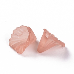 Rosy Brown Frosted Acrylic Bead Caps, Flower, Rosy Brown, 12x12x9mm, Hole: 1.2mm, about 1700pcs/500g