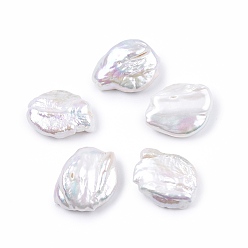 Humo Blanco Perlas de keshi barrocas naturales, cuentas de perlas de agua dulce, ningún agujero, pepitas, whitesmoke, 22~23x17~18x7.5~10 mm