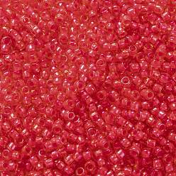 (979) Luminous Light Topaz/Neon Pink Lined Cuentas de semillas redondas toho, granos de la semilla japonés, (979) topacio claro luminoso / forrado en rosa neón, 8/0, 3 mm, agujero: 1 mm, Sobre 1110 unidades / 50 g