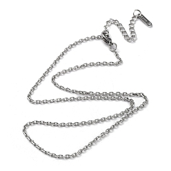 Stainless Steel Color 304 Stainless Steel Cable Chain Necklace, Stainless Steel Color, 15.98 inch(40.6cm)