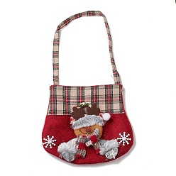 Deer Cloth Candy Bags, Christmas Cartoon Candy Gift Bags for Christmas Gift Packaging, Deer, 34~35cm, Bag:15.3~15.5x18.5~19x0.4cm