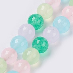 Color mezclado Hilo de abalorios/cuentas de jade natural, teñido, rondo, color mezclado, 4 mm, agujero: 0.6 mm, sobre 91 unidades / cadena, 14.5 pulgada (37 cm)