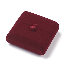 Dark Red Velvet Pendant Box, Double Flip Cover, for Showcase Jewelry Display Pendant Storage Box, Rectangle, Red, 10x10x4.4cm