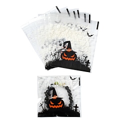 Black Rectangle Plastic Cellophane Bags, for Halloween, Black, 13x10cm, Unilateral Thickness: 0.035mm, Inner Measure: 10x10cm, about 96~100pcs/bag
