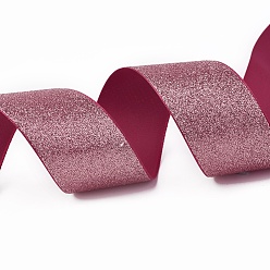 Dark Red Sparkle Polyester Ribbons, Glitter Ribbon, Dark Red, 1-1/2 inch(38mm), about 50yards/roll(45.72m/roll)