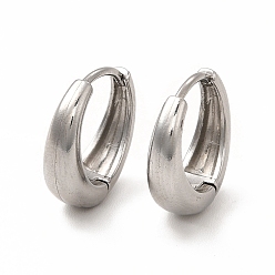 Stainless Steel Color 316 Stainless Steel Hoop Earrings for Women, Stainless Steel Color, 15x14x5mm, Pin: 1mm