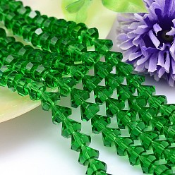 Зеленый лайм Граненый конус имитация австрийских кристаллов нити шарик, класс AAA, зеленый лайм, 10x8 мм, отверстие : 0.9~1 мм, около 50 шт / нитка, 15.7 дюйм