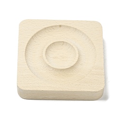 Blanco Antiguo Brazalete de madera de haya, pulsera, anillo de dedo, soporte para exhibición, bandeja, plaza, blanco antiguo, 94x94.5x20 mm, ranura de la pulsera: mm, bandeja de anillo: 39~78 mm
