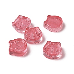 Indian Red Transparent Spray Painted Glass Beads, Cat, Indian Red, 13.5x14x5mm, Hole: 1.2mm