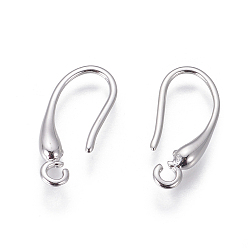 Platinum Brass Earring Hooks, with Horizontal Loop, Platinum, 18x2.5mm, 20 Gauge, Pin: 0.8mm, Hole: 1.4mm
