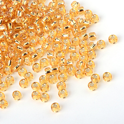 Goldenrod MGB Matsuno Glass Beads, Japanese Seed Beads, 12/0 Silver Lined Glass Round Hole Rocailles Seed Beads, Goldenrod, 2x1mm, Hole: 0.5mm, about 44000pcs/bag, 450g/bag