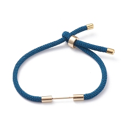 Blue Braided Nylon Cord Bracelet Making, with Brass Findings, Blue, 9-1/2 inch(24cm), Link: 30x4mm