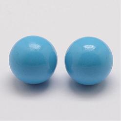 Bleu Ciel Perles de boule en laiton, sans trou, bleu ciel, 16mm