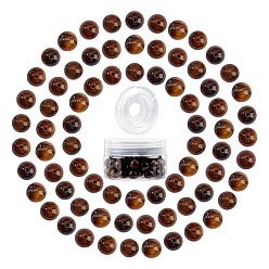 Tiger Eye SUNNYCLUE DIY Stretch Bracelets Making Kits, include Natural Tiger Eye Round Beads, Elastic Crystal Thread, Beads: 10~10.5mm, Hole: 1~1.2mm, 100pcs