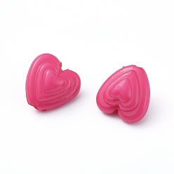 Deep Pink Opaque Acrylic Beads, Heart, Deep Pink, 11x11x7mm, Hole: 1.5mm, about 1420pcs/500g