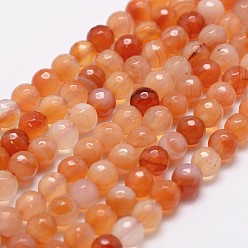 Red Agate Chapelets de perles rouges agate naturel, facette, ronde, corail, 4mm, Trou: 1mm, Environ 96 pcs/chapelet, 14.9 pouces ~ 15.1 pouces