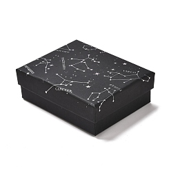 Constellation Cardboard Jewelry Packaging Boxes, with Sponge Inside, for Rings, Small Watches, Necklaces, Earrings, Bracelet, Constellation Pattern, 9.3x7.3x3.2cm