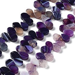 Indigo Natural Agate Beads Strands, Dyed & Heated, Top Drilled, Teardrop, Indigo, 8x5x3mm, Hole: 0.8~1mm, about 52~55pcs/strand, 7.48~7.87 inch(19~20cm)