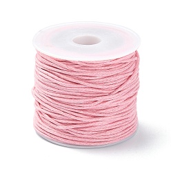 Pink 20M Waxed Cotton Cords, Multi-Ply Round Cord, Macrame Artisan String for Jewelry Making, Pink, 1mm, about 21.87 Yards(20m)/Roll