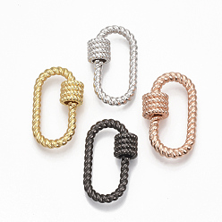 Mixed Color Brass Screw Carabiner Lock Charms, for Necklaces Making, Oval, Mixed Color, 27.5x16.5x3mm, Screw: 8.5x7.5mm