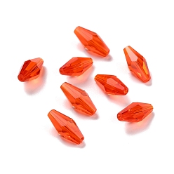 Rouge Orange Des billes de verre transparentes, facette, Toupie, rouge-orange, 12x6mm, Trou: 1mm