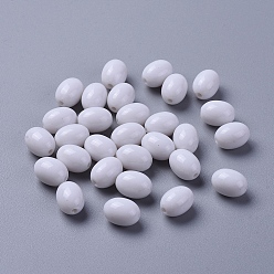 White Opaque Acrylic Beads, Oval, White, 12x9mm, Hole: 2mm, about 820pcs/500g