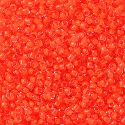 (803F) Frosted Luminous Neon Salmon Toho perles de rocaille rondes, perles de rocaille japonais, (803 f) saumon néon lumineux givré, 11/0, 2.2mm, Trou: 0.8mm, environ5555 pcs / 50 g